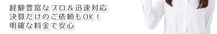 経験豊富なプロが迅速対応。決算だけのご依頼もOK!明確な料金で安心