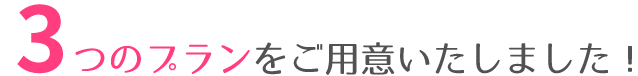 3つのプランをご用意いたしました！