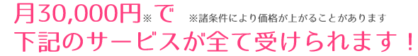 月30,000円で、下記のサービスが全て受けられます！